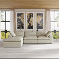 Sectional Couch with L-Shaped Design and Linen Upholstery, Featuring Multiple Cushions