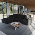 Sectional Couch with L-Shaped Design and Linen Upholstery, Featuring Multiple Cushions