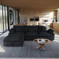 Sectional Couch with L-Shaped Design and Linen Upholstery, Featuring Multiple Cushions