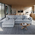 Sectional Couch with L-Shaped Design and Linen Upholstery, Featuring Multiple Cushions