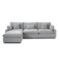 Sectional Couch with L-Shaped Design and Linen Upholstery, Featuring Multiple Cushions