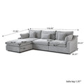Sectional Couch with L-Shaped Design and Linen Upholstery, Featuring Multiple Cushions