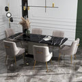 SEYNAR Set of 6 Modern Glam Boucle Velvet Dining or Vanity Chairs with Rear Handle