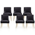 SEYNAR Set of 6 Modern Glam Boucle Velvet Dining or Vanity Chairs with Rear Handle
