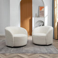 Set of 2 KINWELL 34-Inch Wide Upholstered Swivel Barrel Chairs