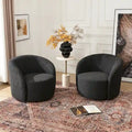 Set of 2 KINWELL 34-Inch Wide Upholstered Swivel Barrel Chairs