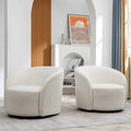 Set of 2 KINWELL 34-Inch Wide Upholstered Swivel Barrel Chairs