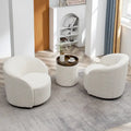 Set of 2 KINWELL 34-Inch Wide Upholstered Swivel Barrel Chairs