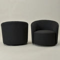 Set of 2 KINWELL 34-Inch Wide Upholstered Swivel Barrel Chairs