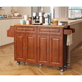 Solid Wood Top Kitchen Island Cart with Locking Wheels