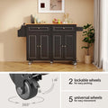 Solid Wood Top Kitchen Island Cart with Locking Wheels