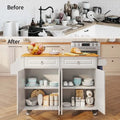 Solid Wood Top Kitchen Island Cart with Locking Wheels