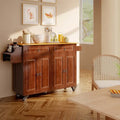 Solid Wood Top Kitchen Island Cart with Locking Wheels
