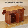 Solid Wood Top Kitchen Island Cart with Locking Wheels