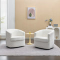 SEYNAR Contemporary Boucle Upholstered 360° Swivel Accent Chairs - Set of 2
