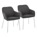Set of 2 Silver Orchid Galotti Chrome Upholstered Dining Chairs