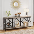 70.9-Inch Industrial Sofa Console Table with Open Storage Shelf - Extra Long Narrow Entry Table for Behind Couch