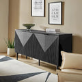 Burkart Contemporary 63-Inch 4-Door Sideboard with Wine Rack and Metal Legs by HULALA HOME