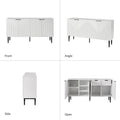 Burkart Contemporary 63-Inch 4-Door Sideboard with Wine Rack and Metal Legs by HULALA HOME