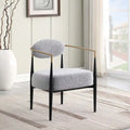 Plush Boucle Dining Chair with Thick Cushion and Elegant Metal Frame for Living Room