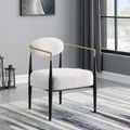 Plush Boucle Dining Chair with Thick Cushion and Elegant Metal Frame for Living Room