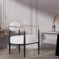 Plush Boucle Dining Chair with Thick Cushion and Elegant Metal Frame for Living Room