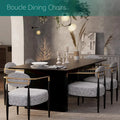 Plush Boucle Dining Chair with Thick Cushion and Elegant Metal Frame for Living Room