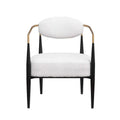 Plush Boucle Dining Chair with Thick Cushion and Elegant Metal Frame for Living Room