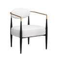 Plush Boucle Dining Chair with Thick Cushion and Elegant Metal Frame for Living Room