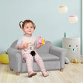 Qaba Kids Sofa with Wooden Armrests - Toddler Couch for Preschool and Kindergarten Rooms Featuring Hidden Storage