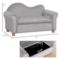Qaba Kids Sofa with Wooden Armrests - Toddler Couch for Preschool and Kindergarten Rooms Featuring Hidden Storage