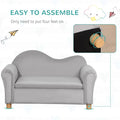 Qaba Kids Sofa with Wooden Armrests - Toddler Couch for Preschool and Kindergarten Rooms Featuring Hidden Storage