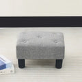 Adeco Rectangular Small Ottoman - Button Tufted Linen Foot Stool
