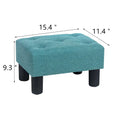 Adeco Rectangular Small Ottoman - Button Tufted Linen Foot Stool