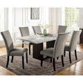 Transitional Light Grey 7-Piece Marble Top Dining Set - Cots Collection by Furniture of America