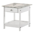 Denhour DH BASIC 4-Piece Open-Shelf Coffee Table Set with Drawer in Transitional Rubberwood