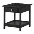 Denhour DH BASIC 4-Piece Open-Shelf Coffee Table Set with Drawer in Transitional Rubberwood