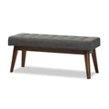 Baxton Studio Mid-Century Button-Tufted Fabric Bench
