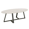 iNSPIRE Q Modern Jurmala Glossy Sintered Stone Tables with Grey Metal Base