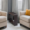 Compact Charging Side Table - Nightstand with Storage, Dual Power Outlets & USB Ports