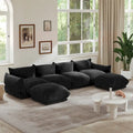 U-Shaped Chenille Fabric Sectional Sofa for 4 with 2 Matching Ottomans