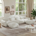 U-Shaped Chenille Fabric Sectional Sofa for 4 with 2 Matching Ottomans