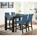 Roundhill Furniture Leviton 5-Piece Counter Height Dining Set in Antique Black Wood Finish