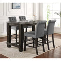 Roundhill Furniture Leviton 5-Piece Counter Height Dining Set in Antique Black Wood Finish