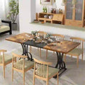 Moasis Farmhouse Rectangular Dining Table in Wood and Metal - Seats 6 to 8