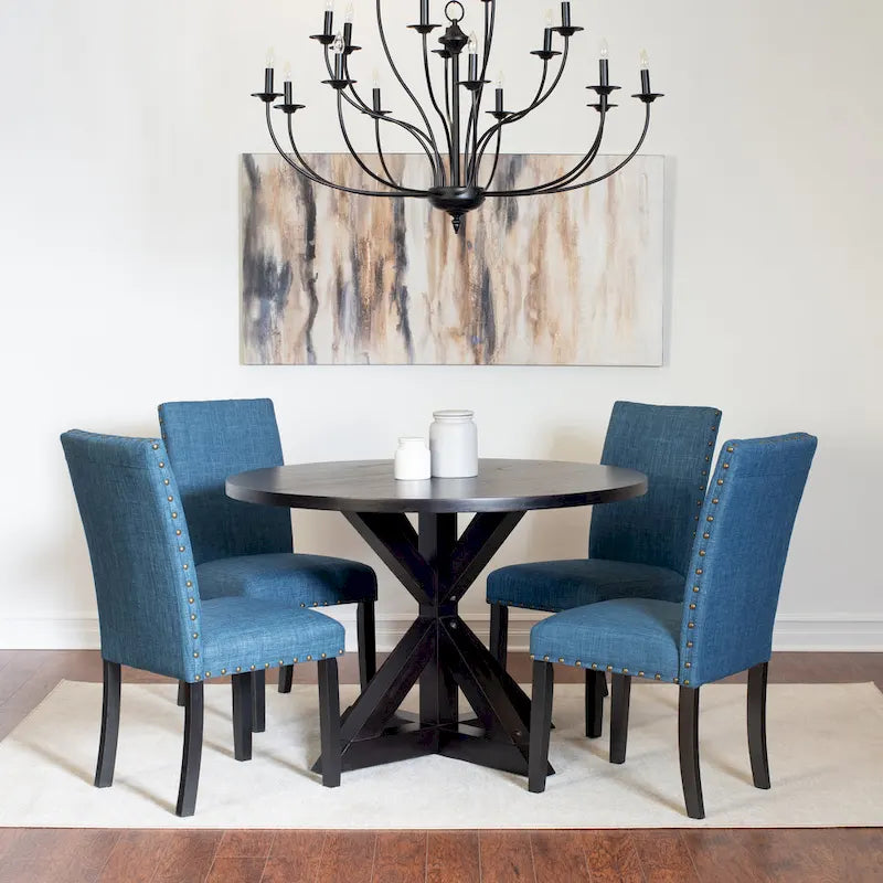 Roundhill Furniture Mytzi 5-Piece Dining Set: Cross-Buck Table with 4 Elegant Chairs