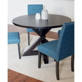 Round Dining Table Set with 4 Upholstered Chairs and Pedestal Base