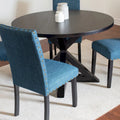 Round Dining Table Set with 4 Upholstered Chairs and Pedestal Base