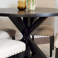 Round Dining Table Set with 4 Upholstered Chairs and Pedestal Base