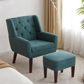 HUIMO Fabric Accent Chair and Ottoman Set - Available in Grey, Beige, Blue, and Dark Teal